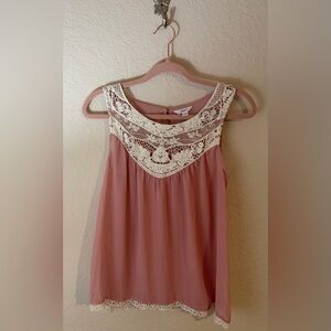Candie’s Elegant Lace Trim Pink/Mauve Top